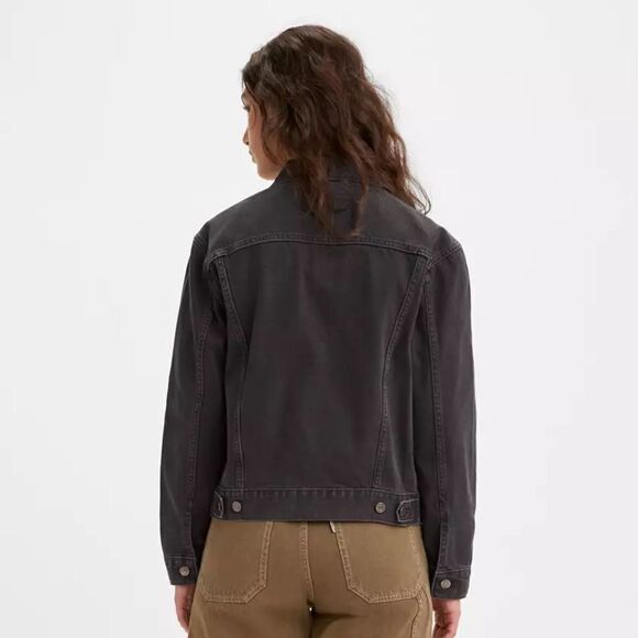 Levi’s Ex Boyfriend Trucker Denim Black Jacket Size M - Picture 3 of 11